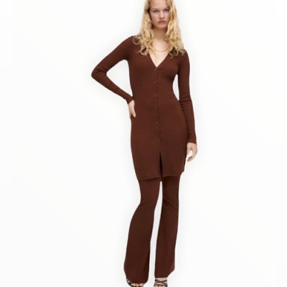 Zara Brown Knit Pants and Cardigan Set - Picture 3 of 7